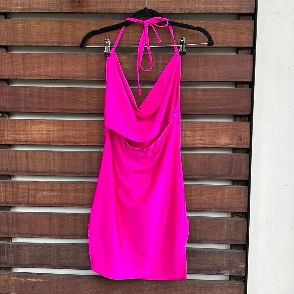 SheIn Halter Mini Dress in Hot Pink - Picture 7 of 8